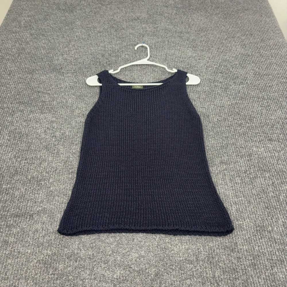 L.L.Bean Sweater Tank Womens M Navy Blue Acrylic Knit Sleeveless Classic Casual